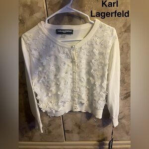 Karl Lagerfeld flower petal buttoned light cardigan XL NWT